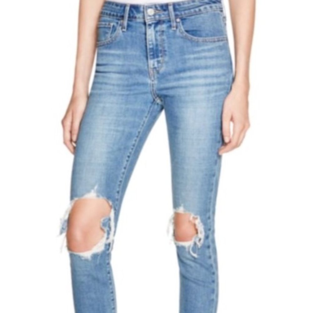 Levi's 721 High Rise Distressed Skinny Jeans